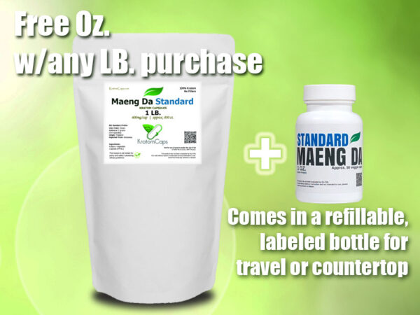 Maeng Da Kratom Capsules - free 1 oz. packaging